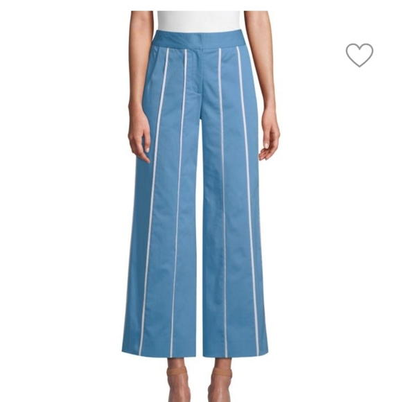 Derek Lam Pants - Derek Lam Striped Wide Leg  Culottes Trouser in Blue size 8